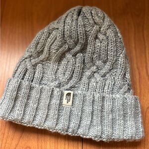The North Face Light Gray Cable Knit Beanie